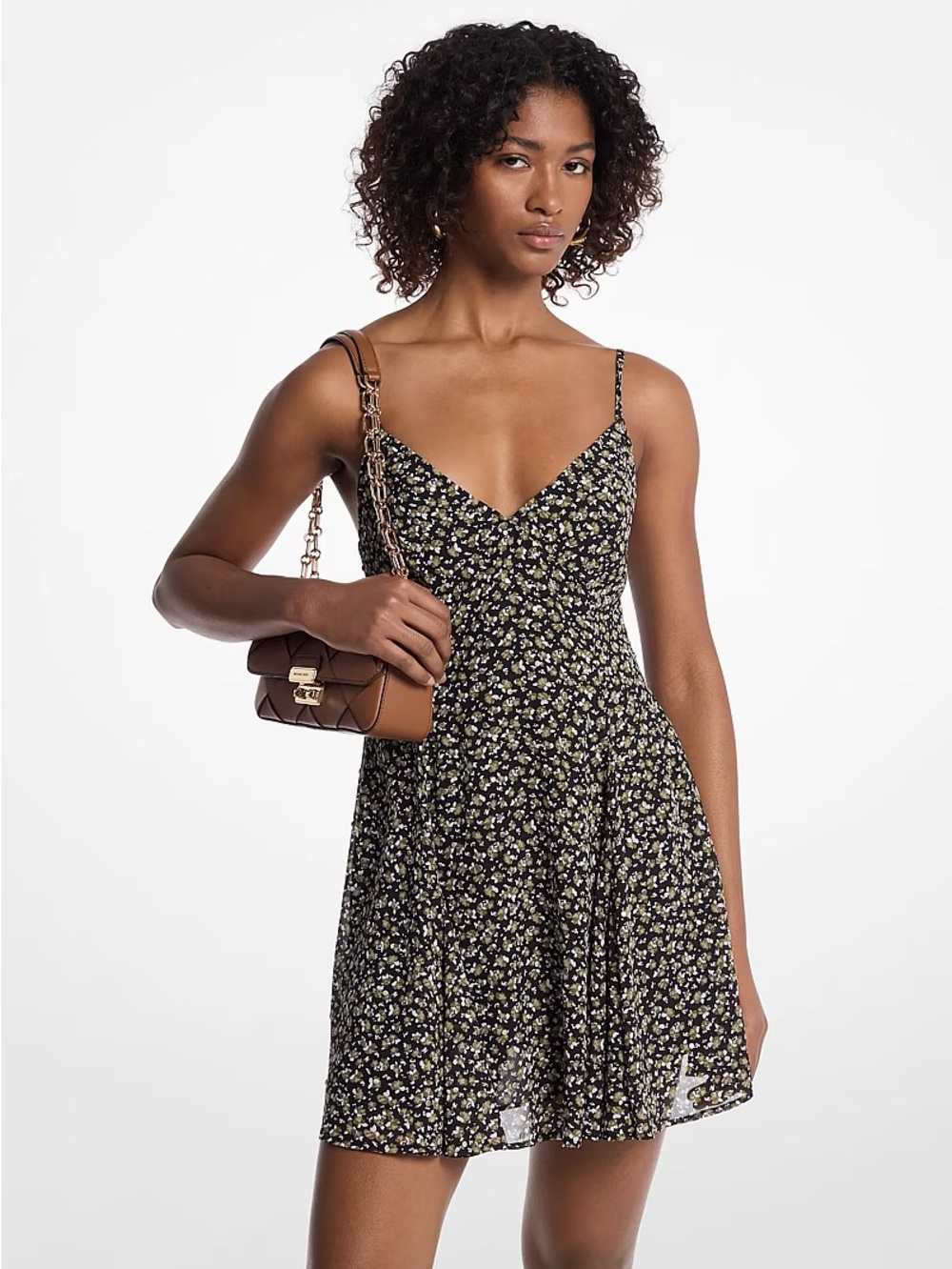 Michael Kors Black Studded Georgette Mini Dress